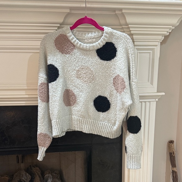 Blu Pepper Polka Dot Sweater - Cream, Black, and Pink - Picture 1 of 3